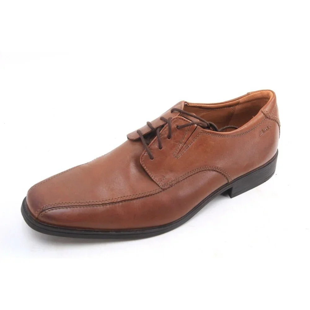 Clarks Tilden Oxfords Dress Shoes Mens Brown Leather Cap Toe Lace Up 13 M